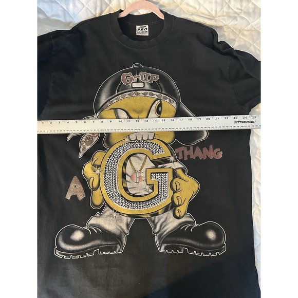 Vintage Pro Club G-Up A G Thang Rhinestone Graphic Shirt 2XL Tall Bootleg Y2K - Picture 10 of 11